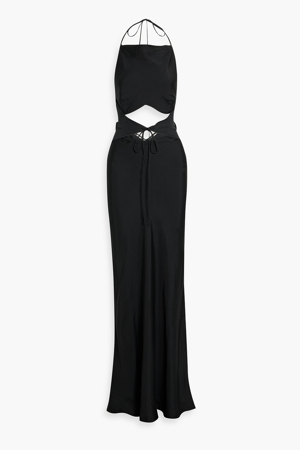Bec & Bridge Naomi Chiffon-paneled Twill Halterneck Maxi Dress In Black
