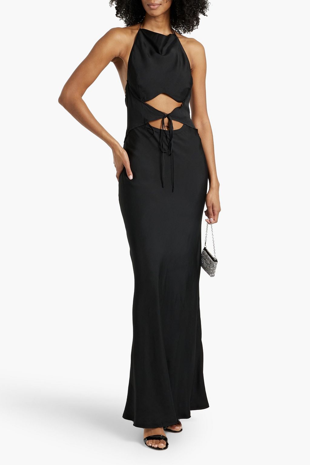 BEC & BRIDGE Naomi chiffon-paneled twill halterneck maxi dress