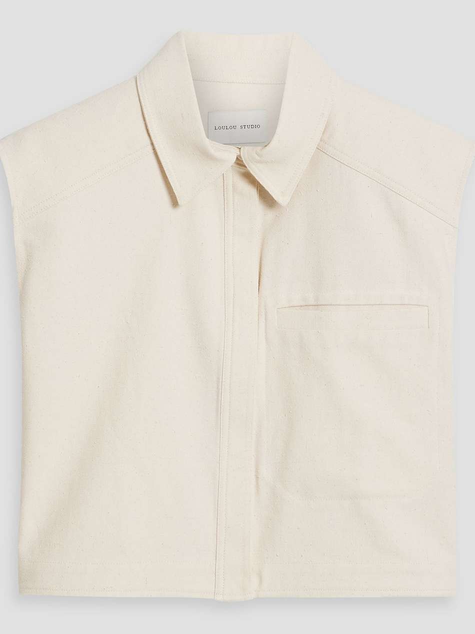 adora cropped slub cotton-blend twill top
