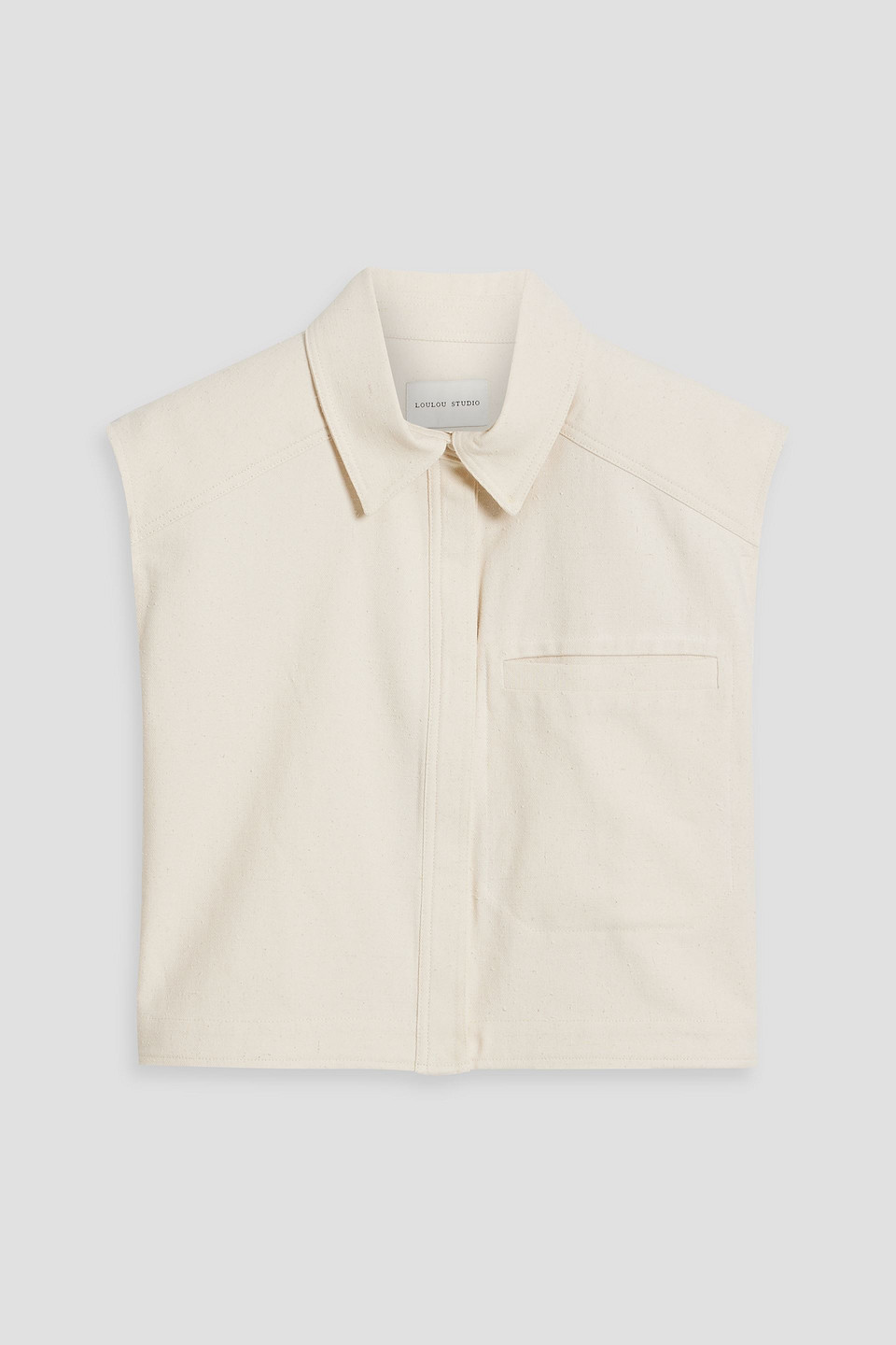 LOULOU STUDIO ADORA CROPPED SLUB COTTON-BLEND TWILL TOP