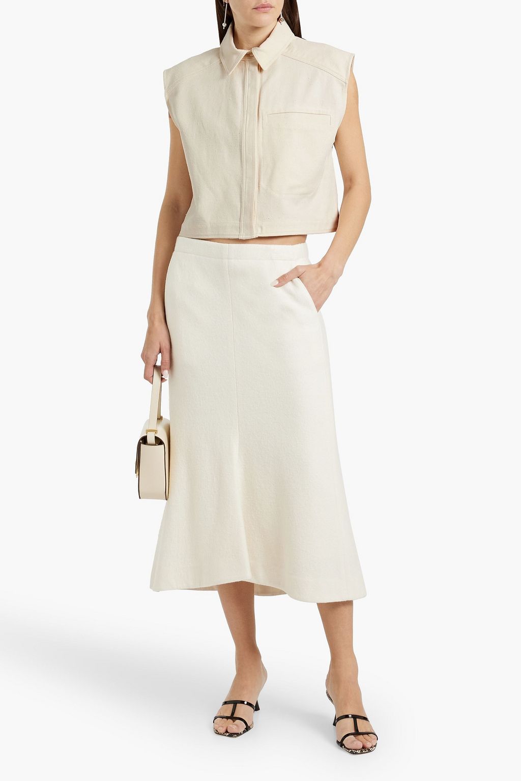 LOULOU STUDIO Adora cropped cotton-blend twill top