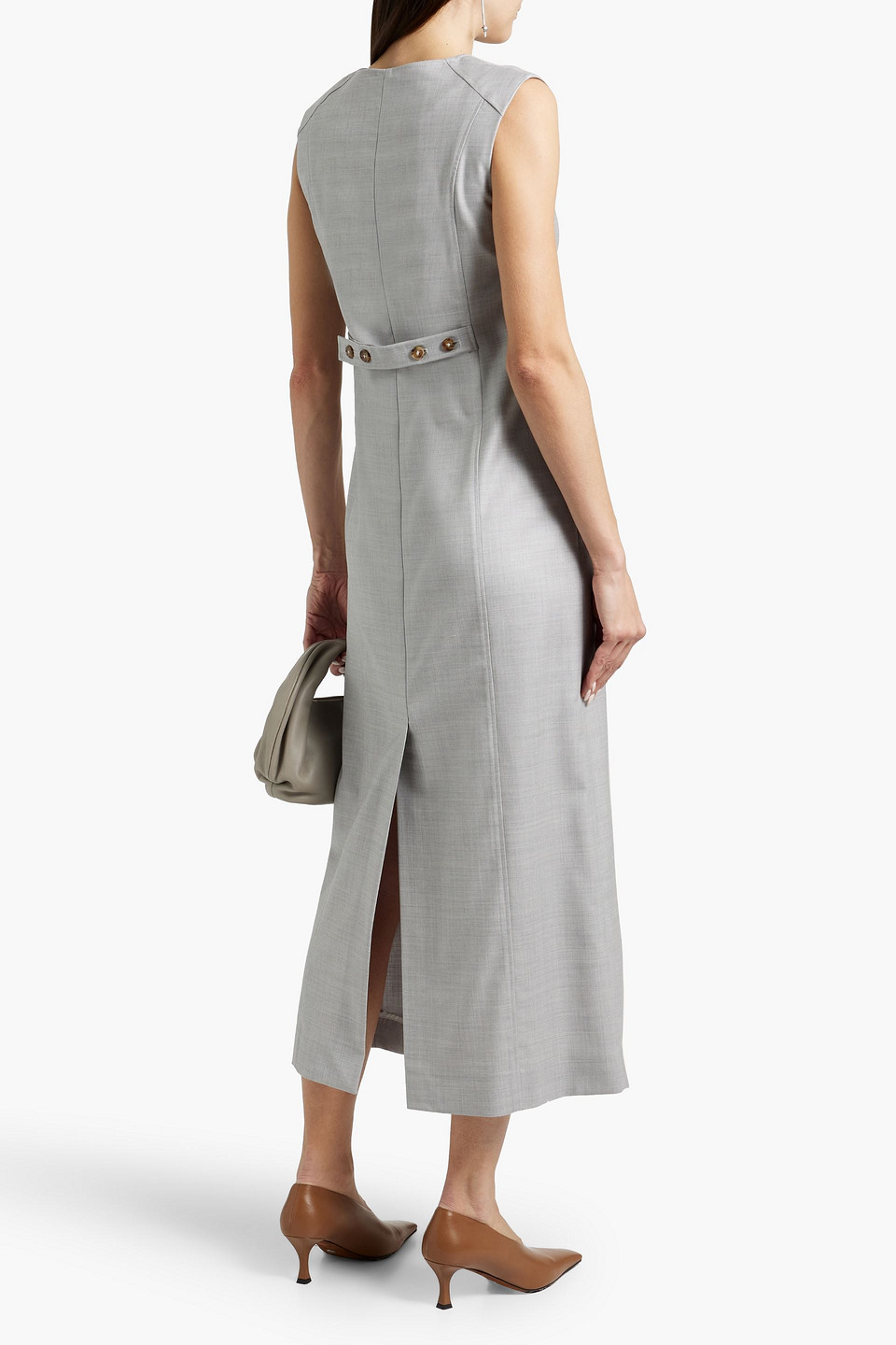Shop Loulou Studio Idika Wool-twill Midi Dress In Light Gray