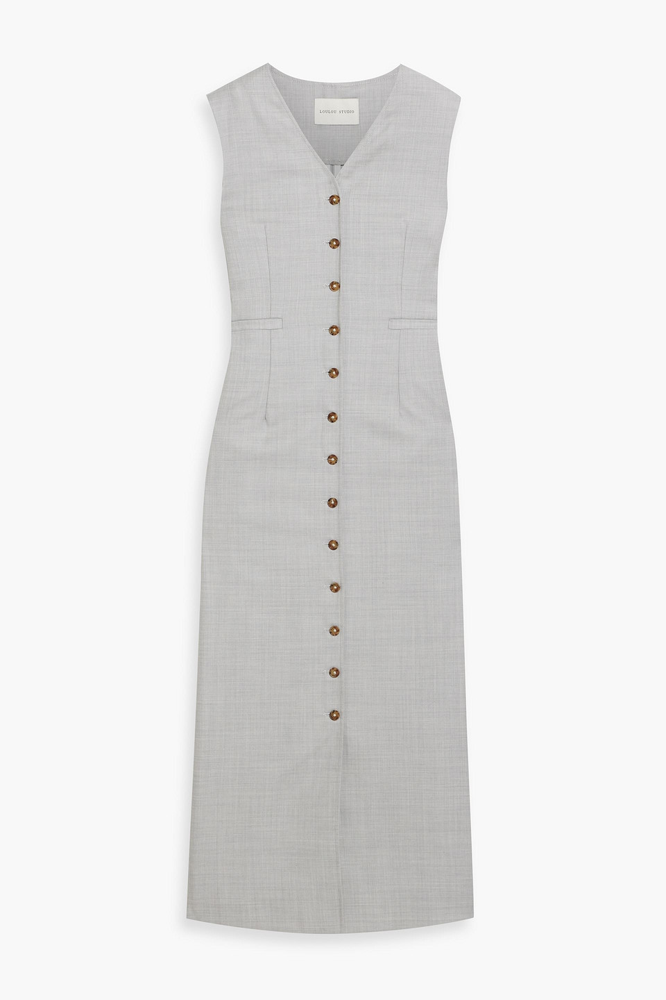 Shop Loulou Studio Idika Wool-twill Midi Dress In Light Gray