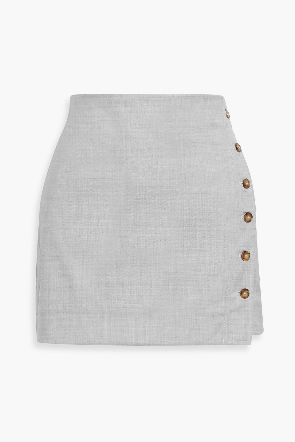 Loulou Studio Mahaz Wool-twill Mini Wrap Skirt In Light Gray