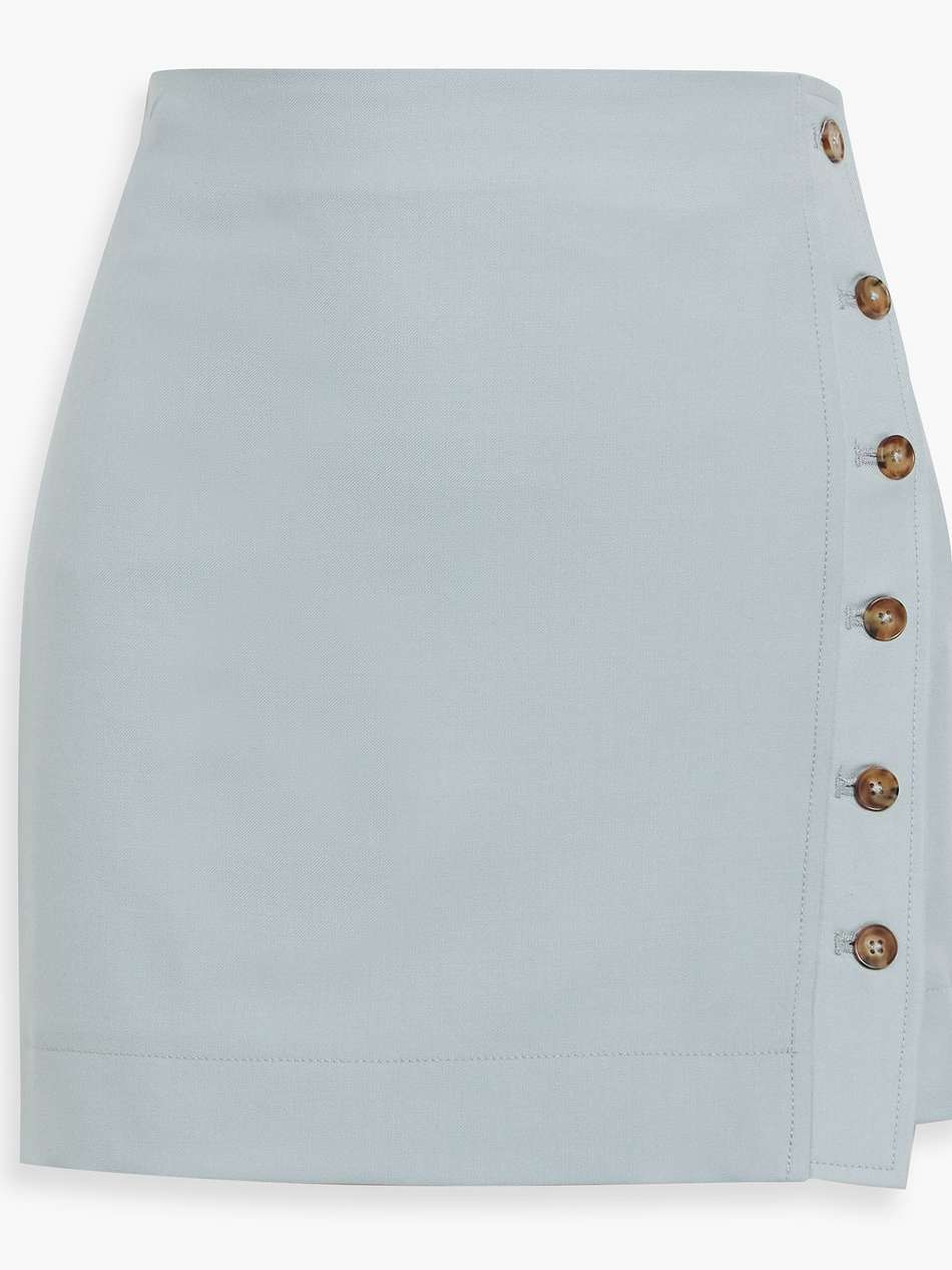 mahaz wool-twill mini wrap skirt