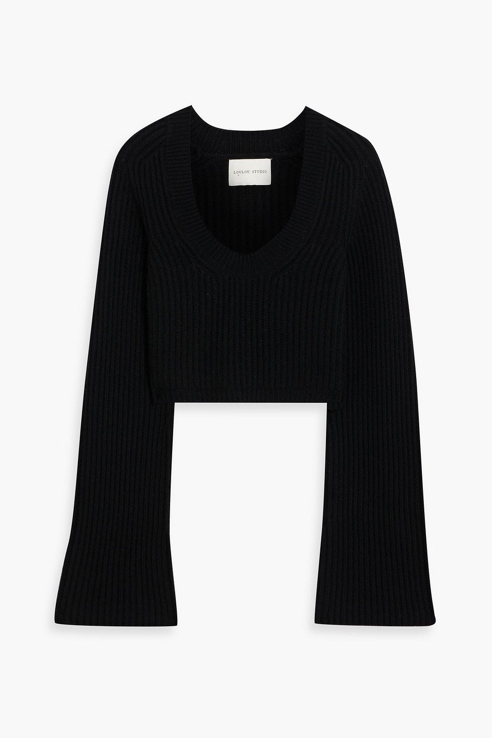Loulou Studio Chante Cropped Ribbed Cashmere Sweater In Black