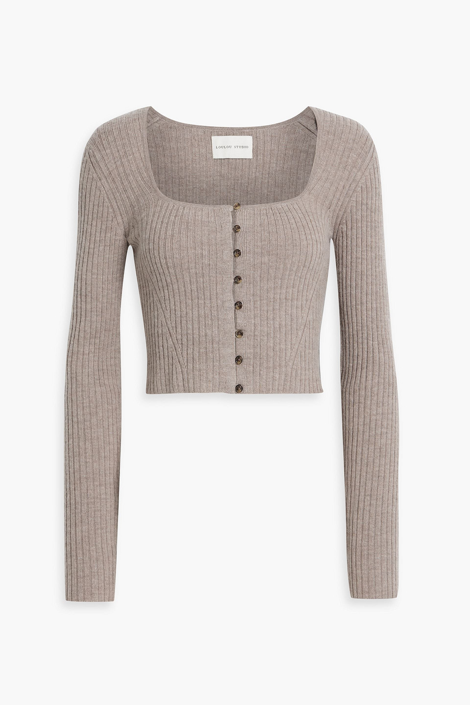 LOULOU STUDIO DAHLIA CROPPED RIBBED WOOL-BLEND CARDIGAN