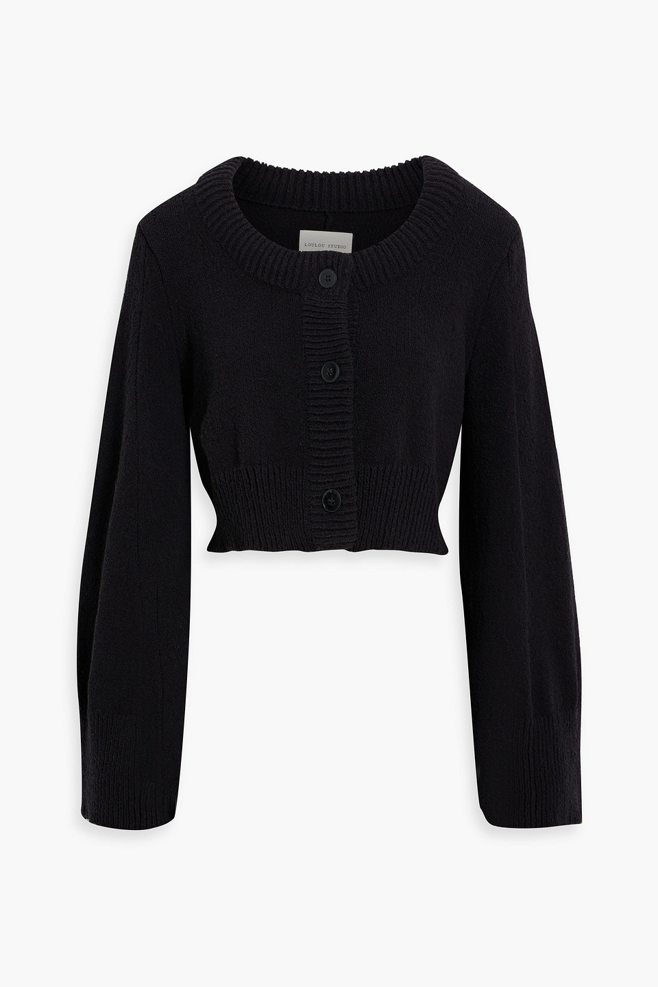 Loulou Studio Armand Cropped Bouclé-knit Cotton-blend Cardigan In Black
