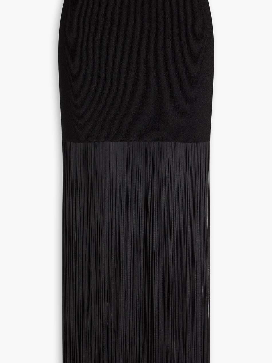 fringed knitted maxi skirt