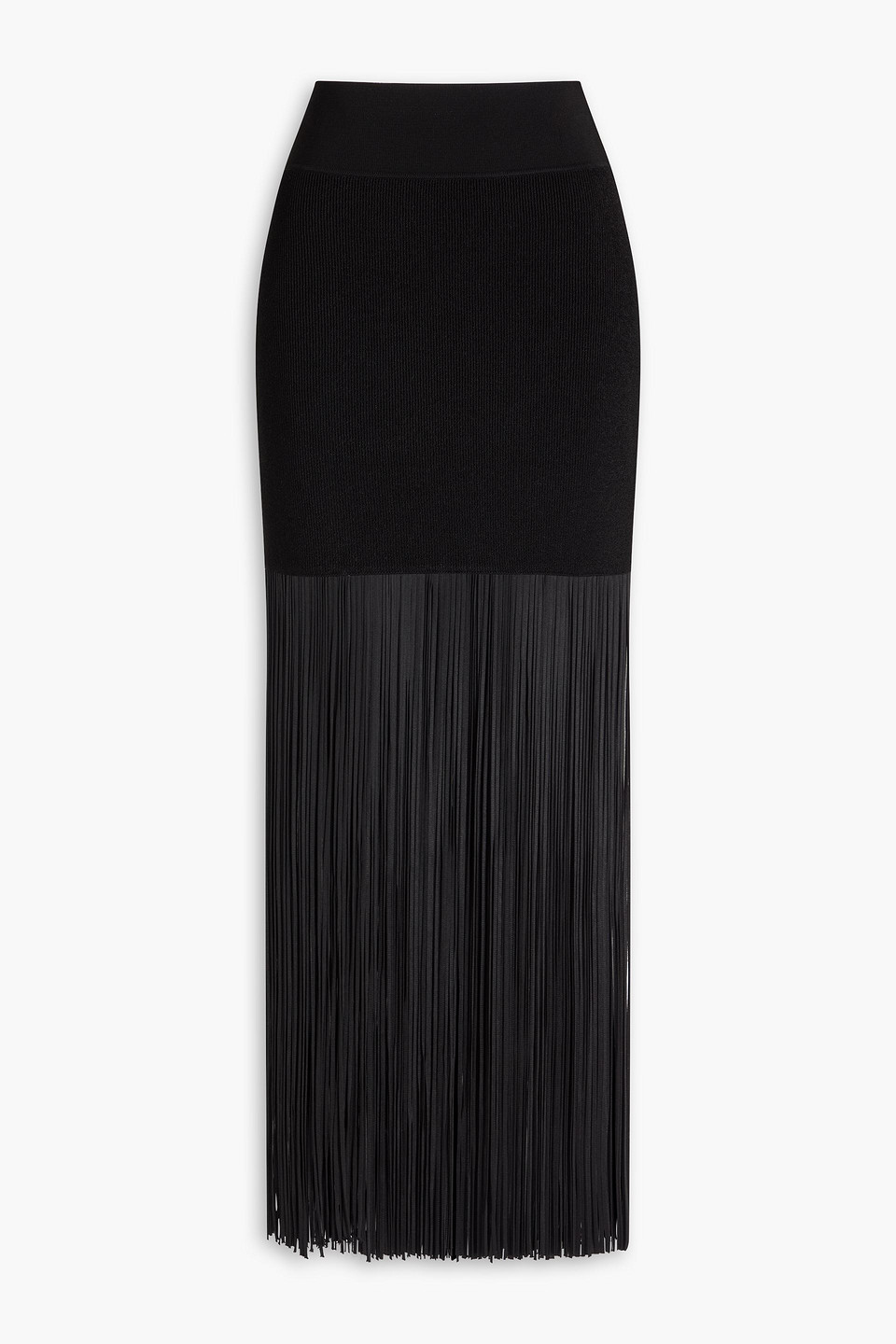 Fringed knitted maxi skirt
