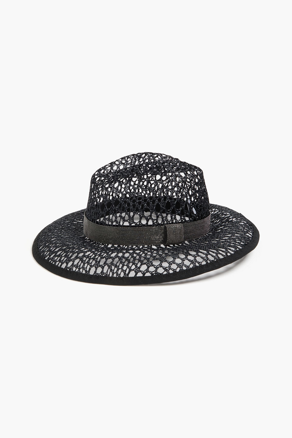 Brunello Cucinelli Bead-embellished Faux Raffia Sun Hat In Black