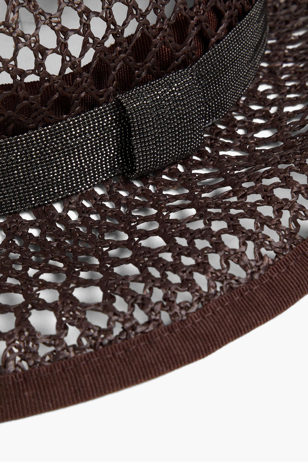 BRUNELLO CUCINELLI Bead-embellished faux raffia sun hat