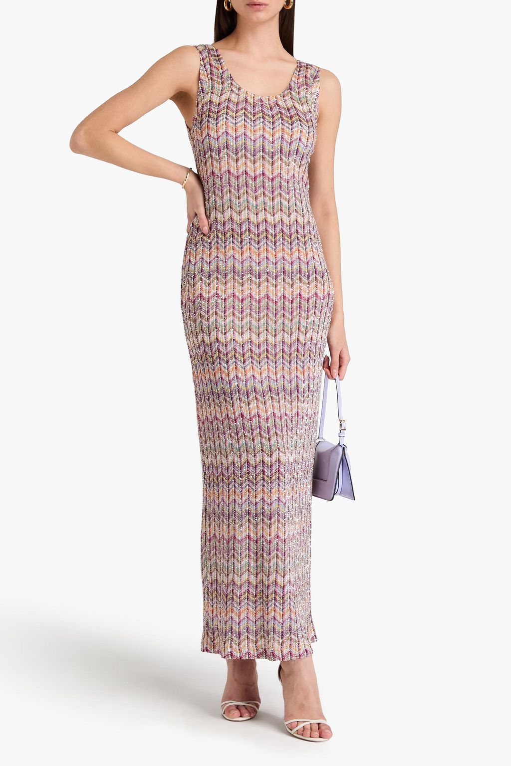 MISSONI 시퀸 장식 크로셰 니트 맥시 드레스