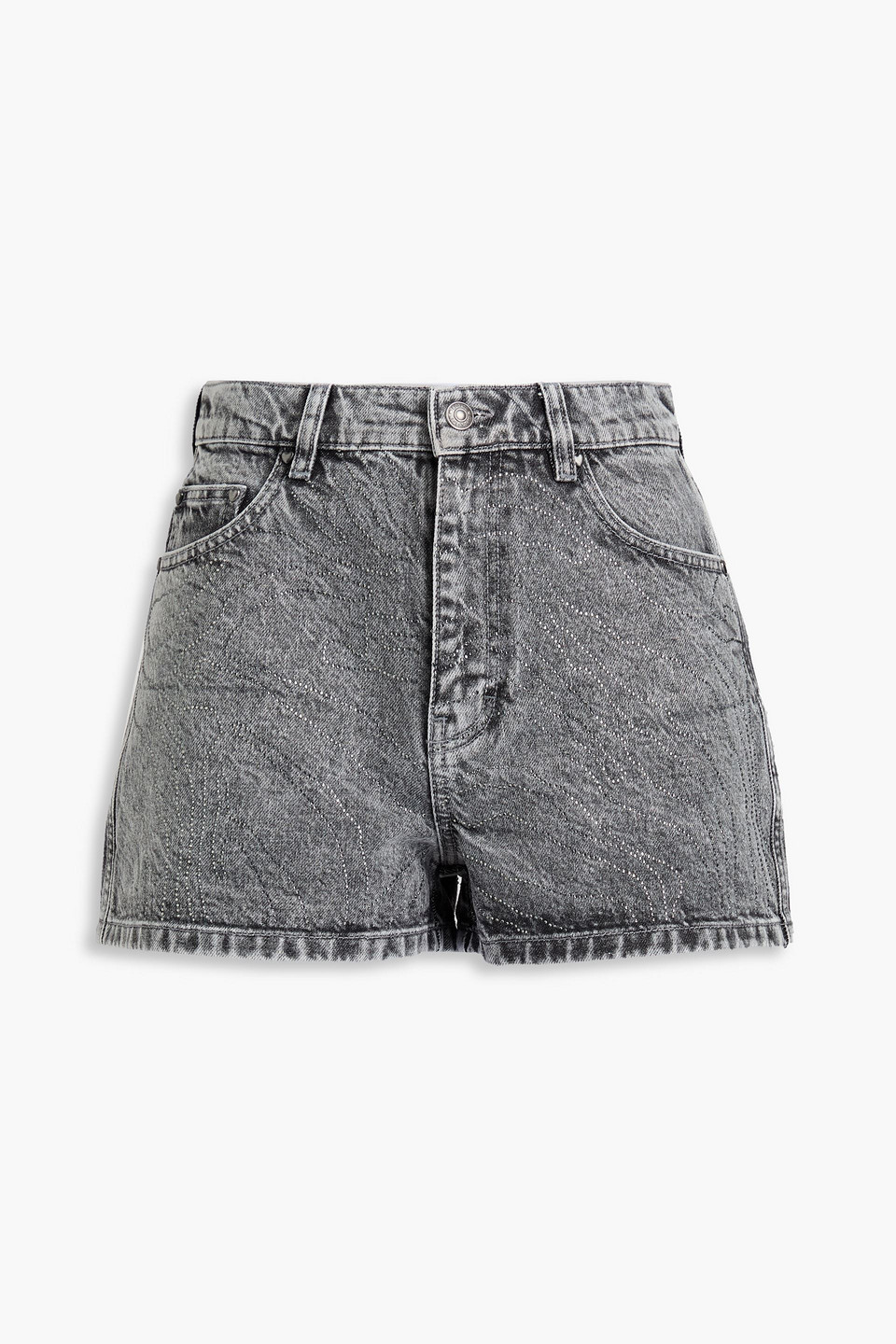 Rotate Birger Christensen Jeansshorts Mit Kristallverzierung In Anthrazit