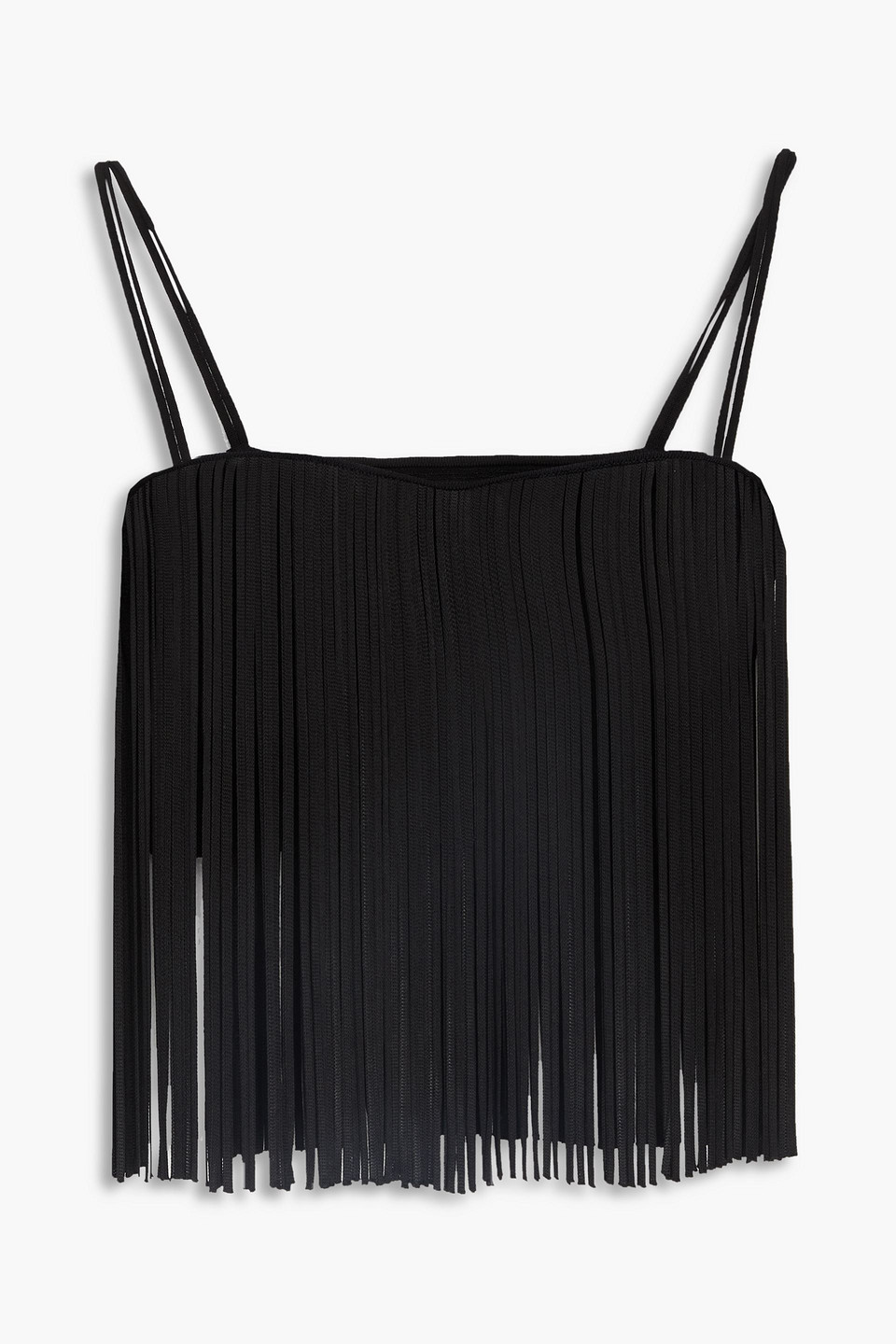 Cropped fringed knitted top