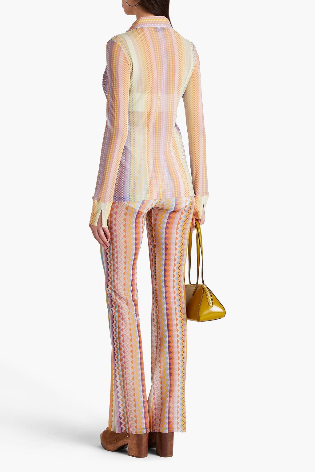 MISSONI تي شيرت من نسيج شبكي مطاط بطبعة مربعات