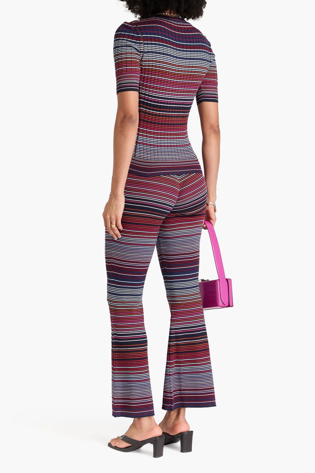 MISSONI بنطلون مخطط بقصة واسعة من الأسفل من مزيج من القطن