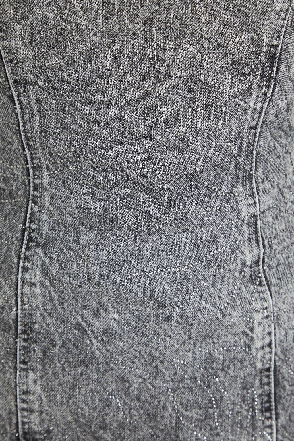 ROTATE BIRGER CHRISTENSEN デニム ミニワンピース ストラップレス クリスタル付き