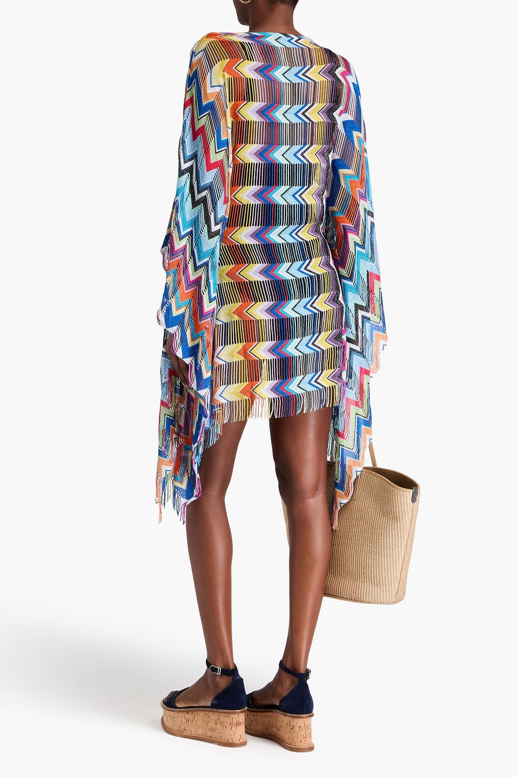 MISSONI قفطان بحبكة كروشيه بلون معدني مزين بشرّابات