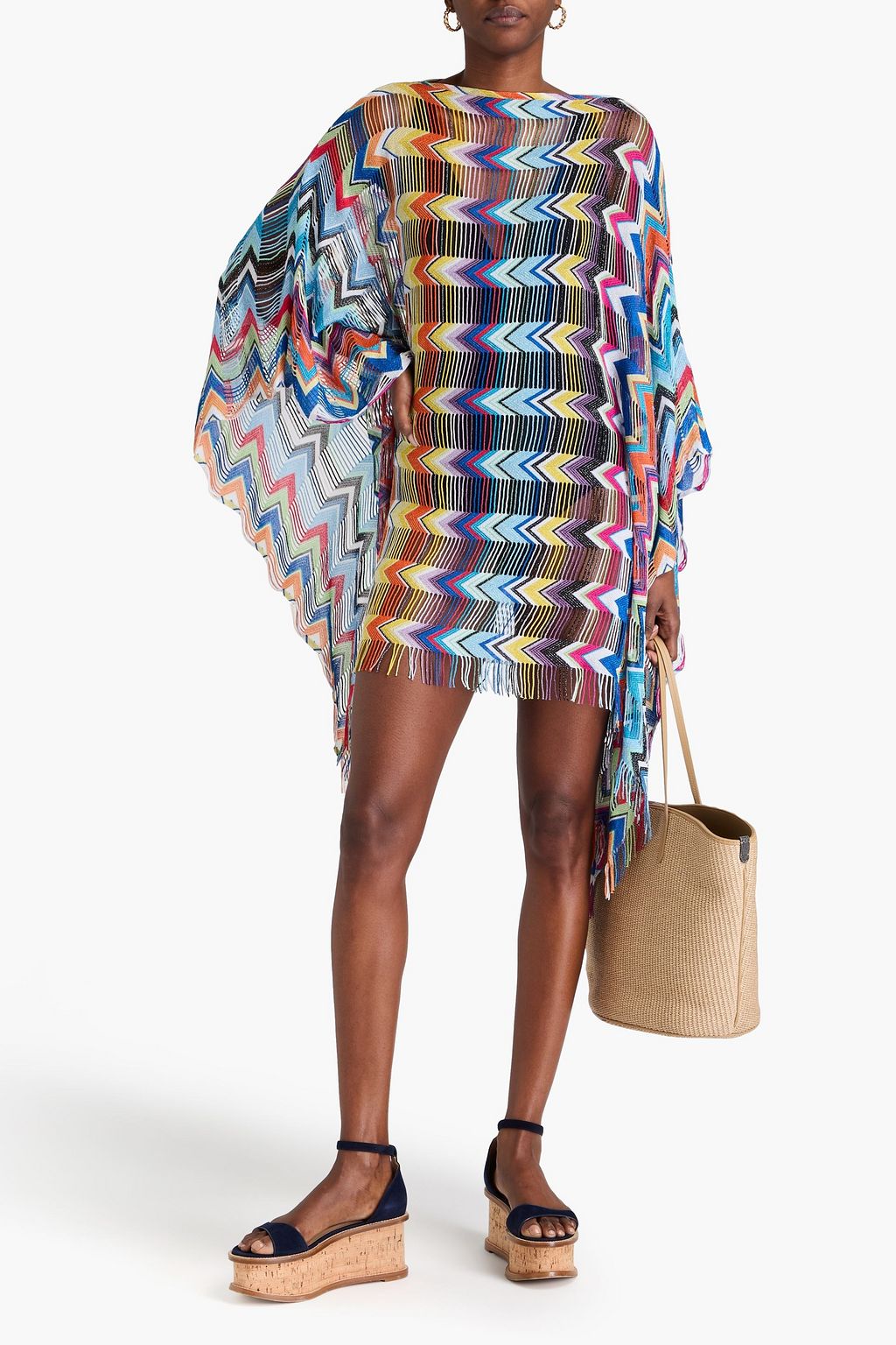 MISSONI قفطان بحبكة كروشيه بلون معدني مزين بشرّابات