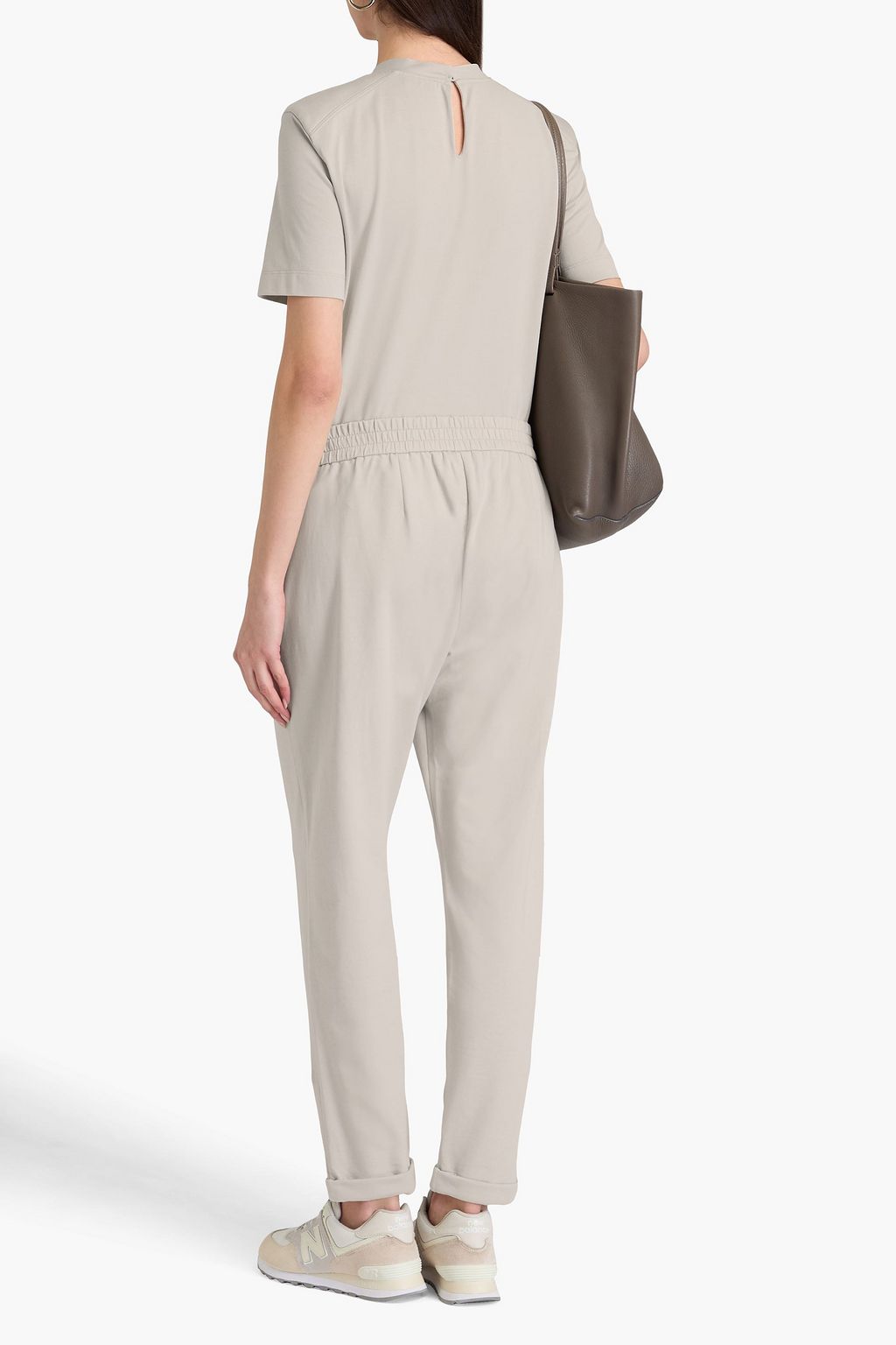 BRUNELLO CUCINELLI 비즈 장식 프렌치 코튼 혼방 테리 트랙 팬츠