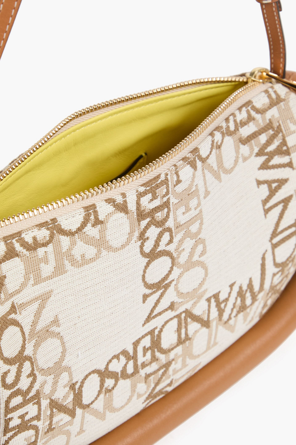 Shop Jw Anderson Bumper-15 Leather-trimmed Jacquard Shoulder Bag In Neutral