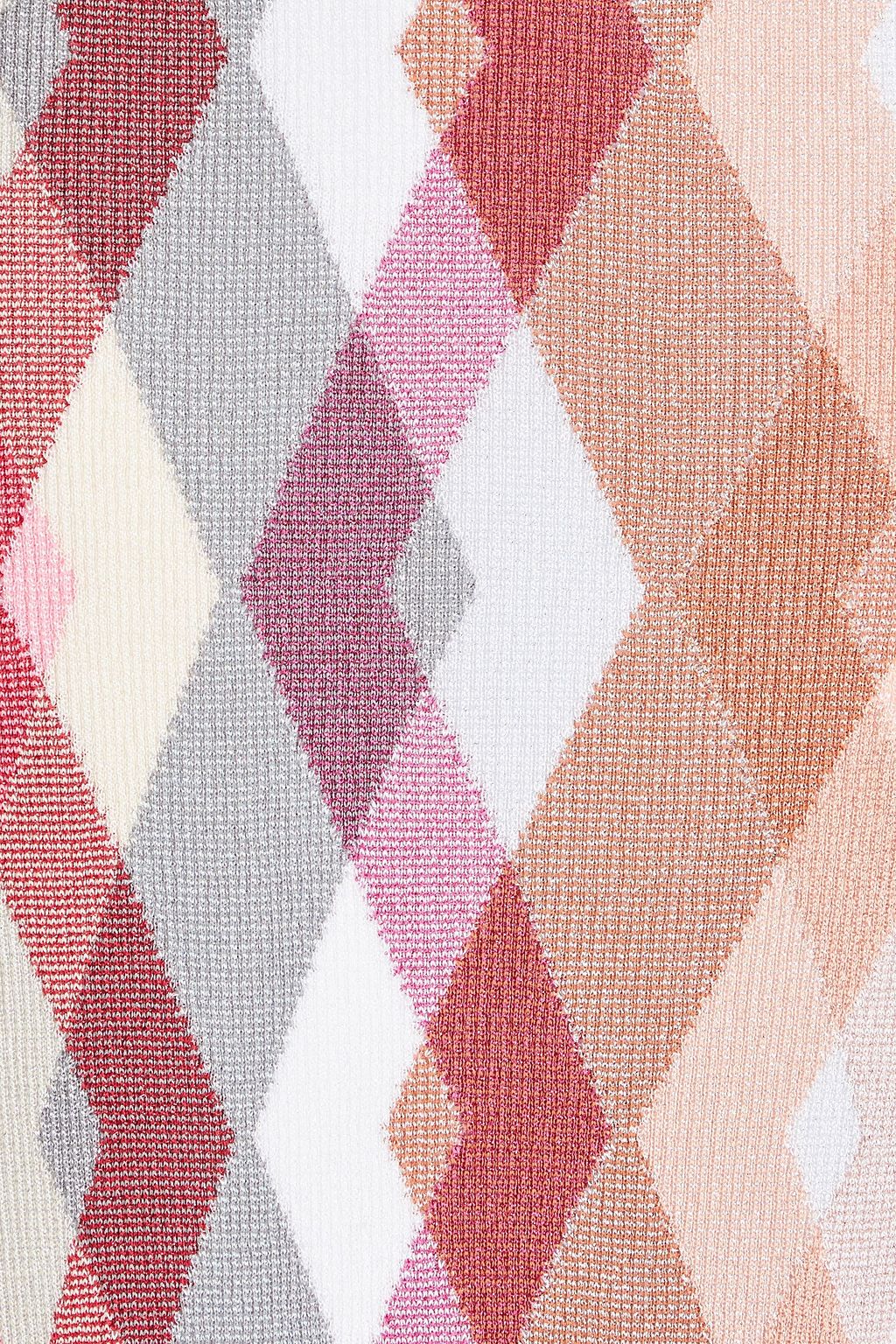 MISSONI インターシャニット マキシワンピース メタリック アーガイル