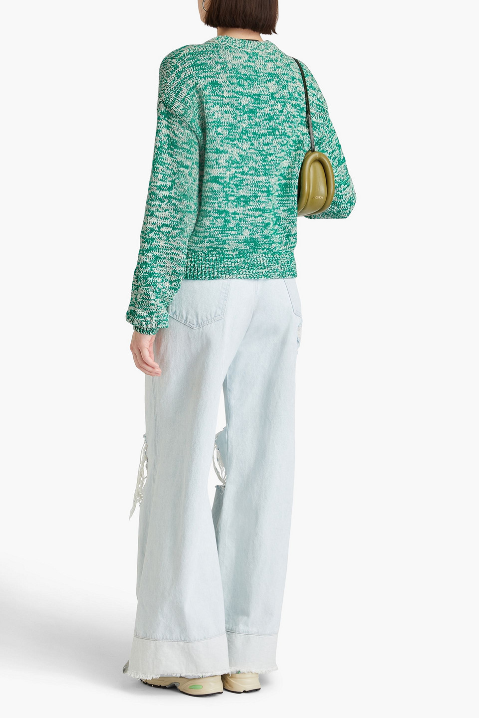  Rotate Birger Christensen - Melierter Pullover Aus Einer Baumwollmischung - Grün - De 36 