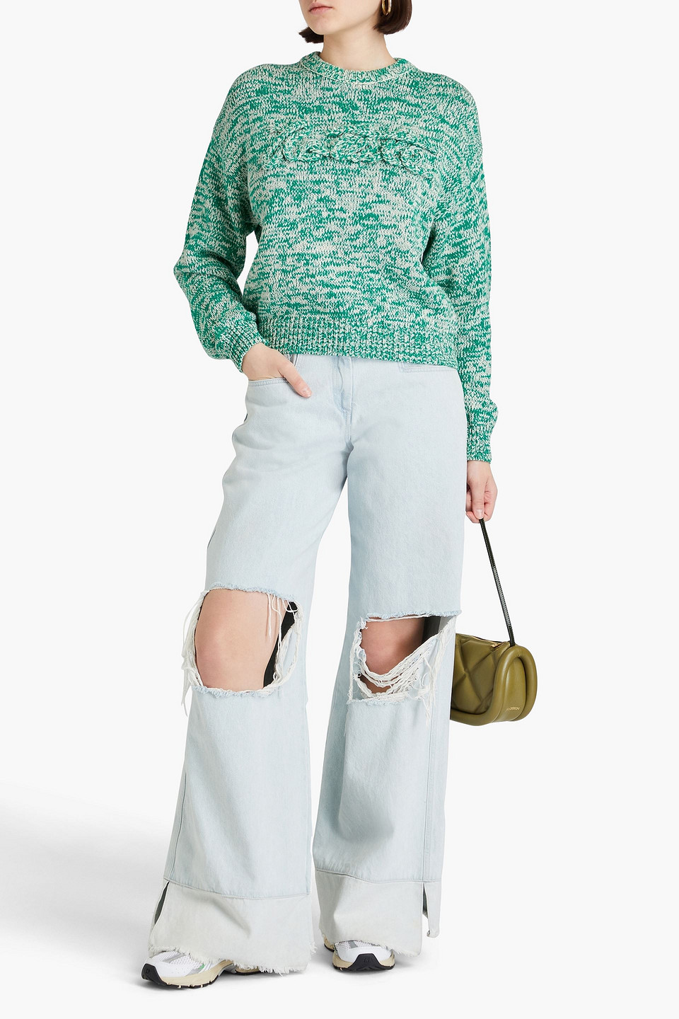  Rotate Birger Christensen - Melierter Pullover Aus Einer Baumwollmischung - Grün - De 36 