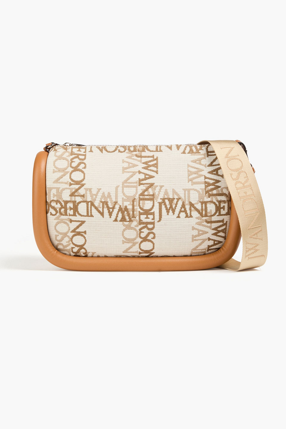 Shop Jw Anderson Bumper-17 Leather-trimmed Jacquard Cross-body Bag In Neutral