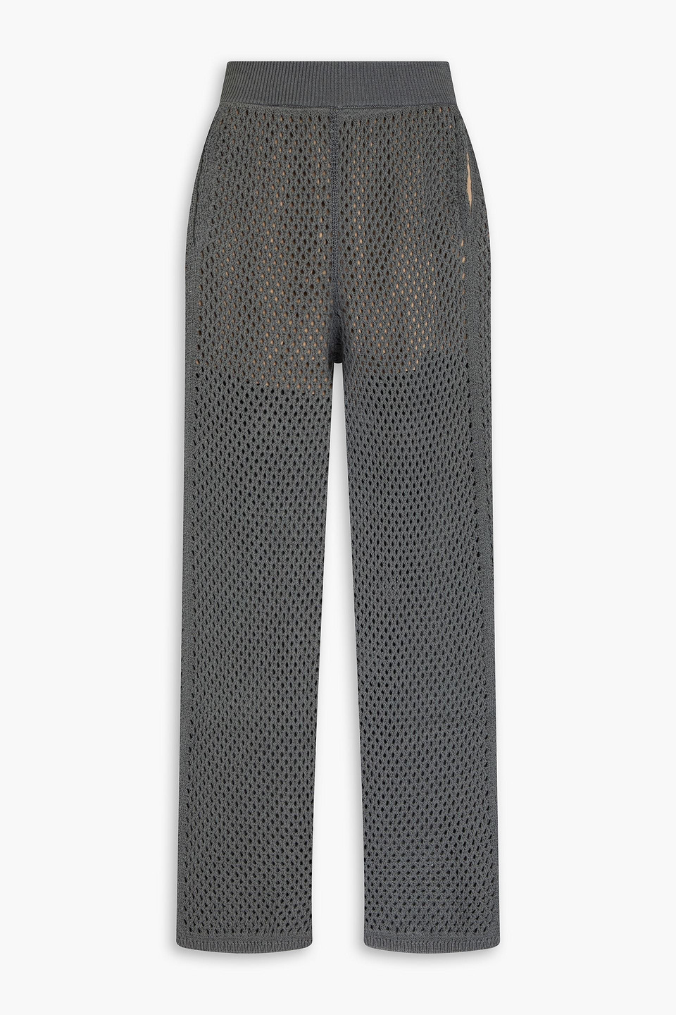 Brunello Cucinelli Open-knit Cotton Track Trousers In Anthracite