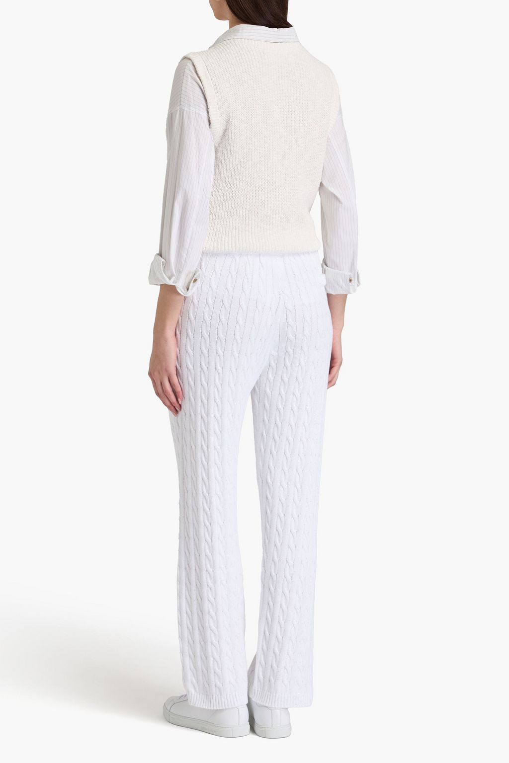 BRUNELLO CUCINELLI ケーブルニット コットン混 トラックパンツ スパンコール付き