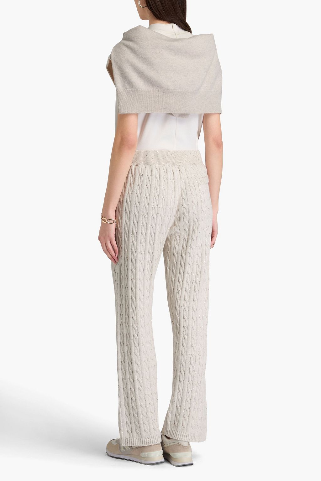 BRUNELLO CUCINELLI ケーブルニット コットン混 トラックパンツ スパンコール付き