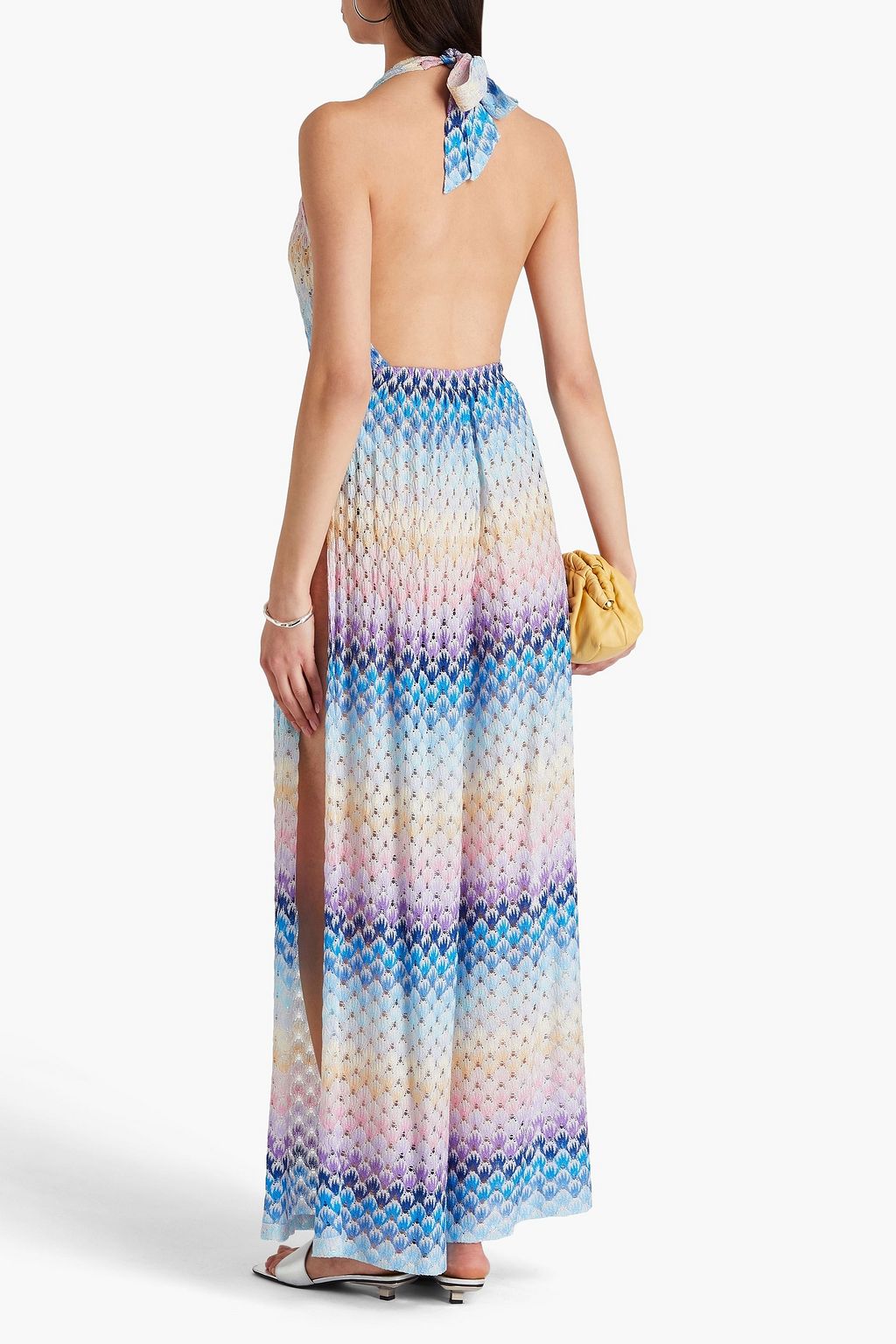 MISSONI Metallic crochet-knit halterneck jumpsuit
