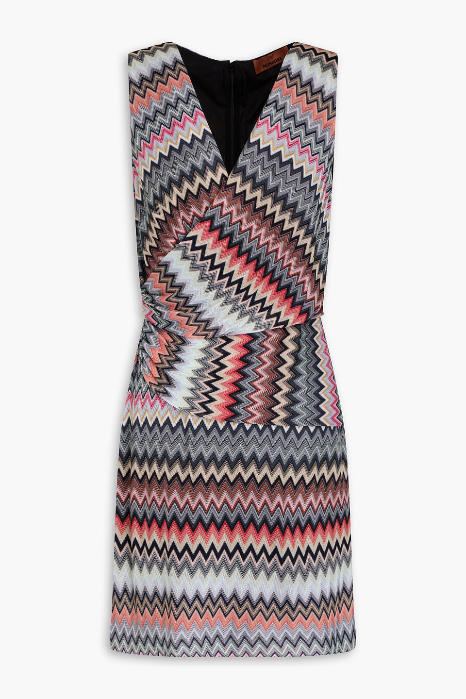 Missoni Wrap-effect Crochet-knit Cotton-blend Mini Dress In Multi