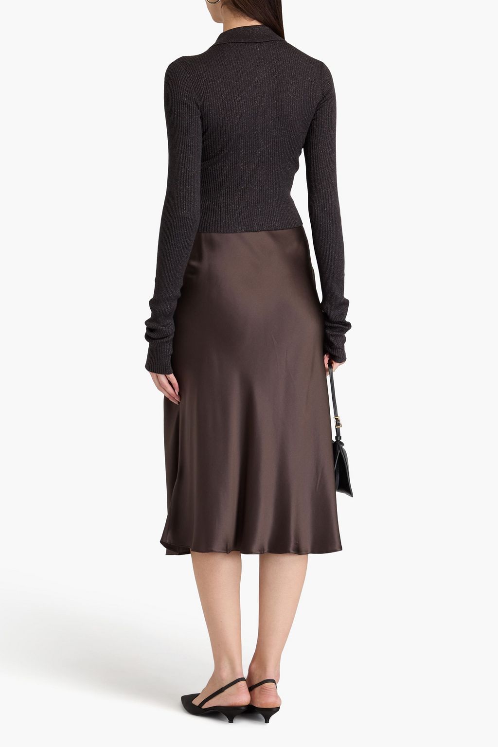 BRUNELLO CUCINELLI Cropped metallic ribbed cashmere-blend top