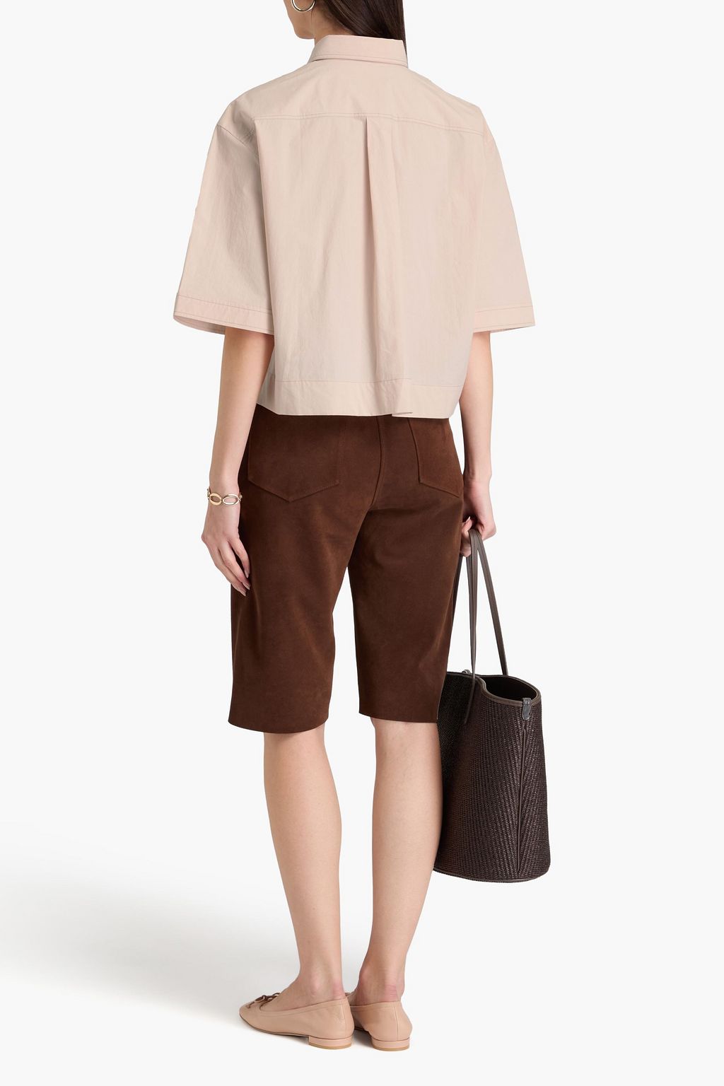 BRUNELLO CUCINELLI Cropped Hemd aus Baumwollpopeline mit Zierperlen
