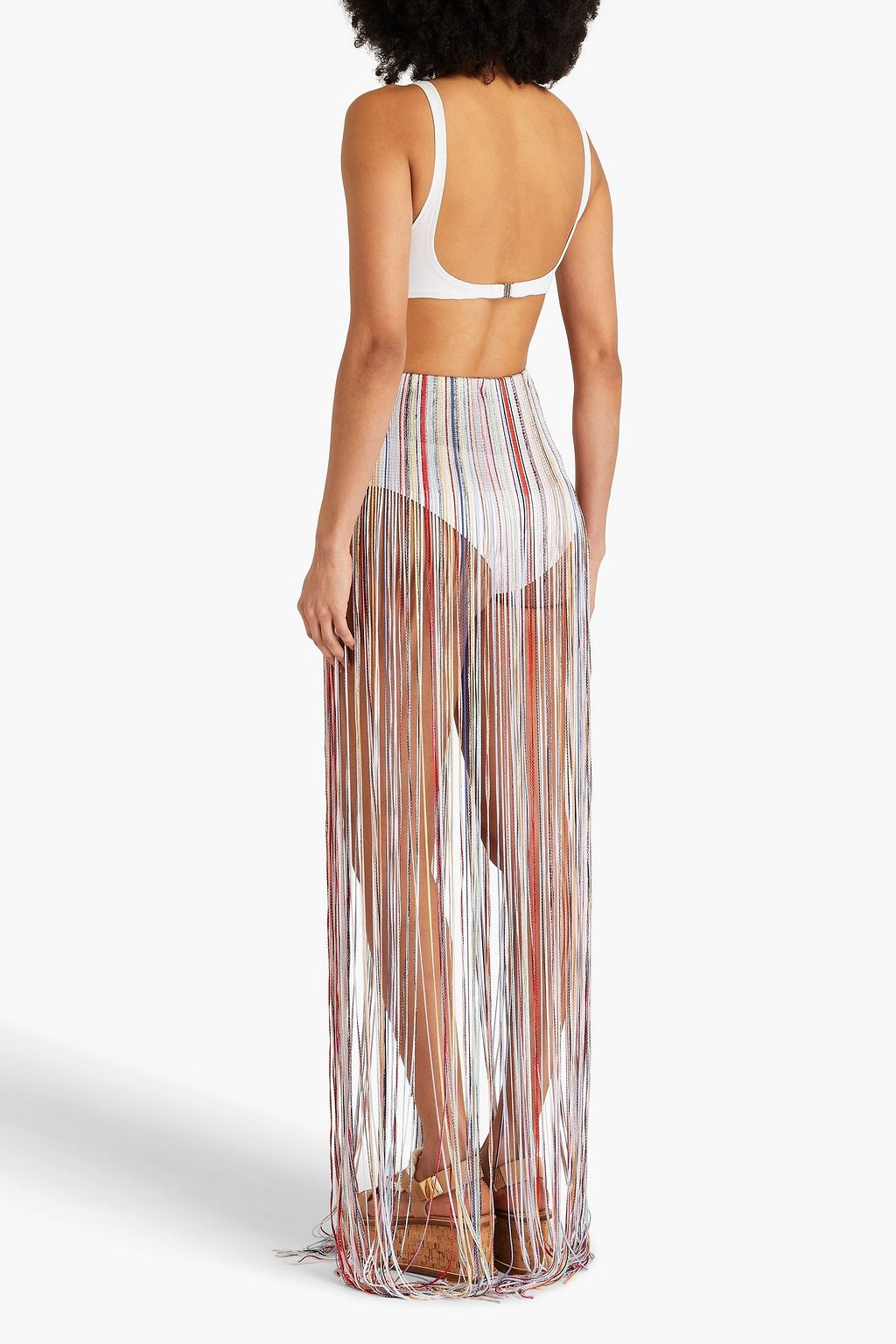 MISSONI Fringed crochet-knit maxi skirt