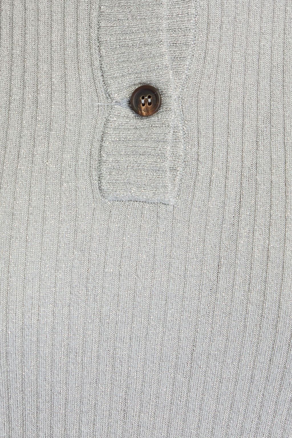BRUNELLO CUCINELLI Poloshirt aus einer gerippten Kaschmirmischung mit Metallic-Effekt