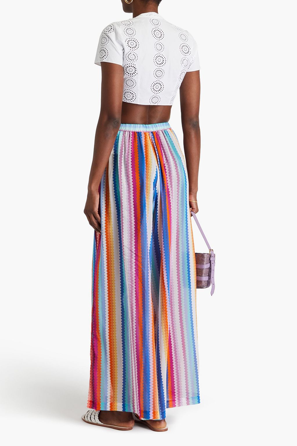 MISSONI بنطال بأرجل واسعة من الفوال المصنوع من مزيج القطن والحرير مزين بطبعات