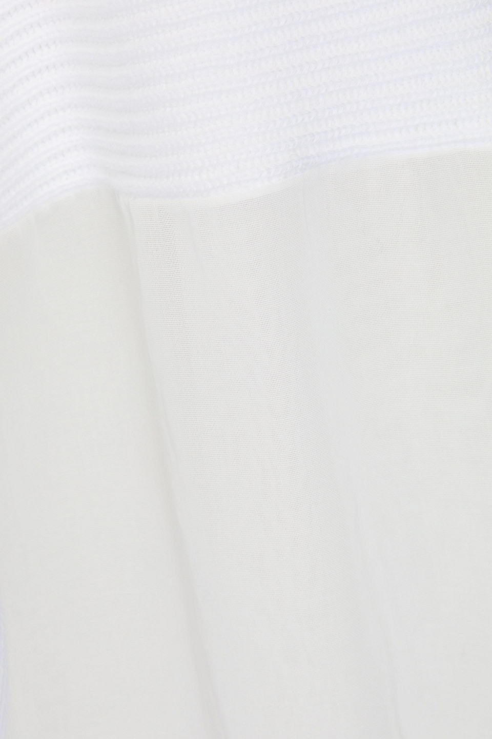 Brunello Cucinelli Organza-paneled Ribbed Cotton Sweater In Weiss
