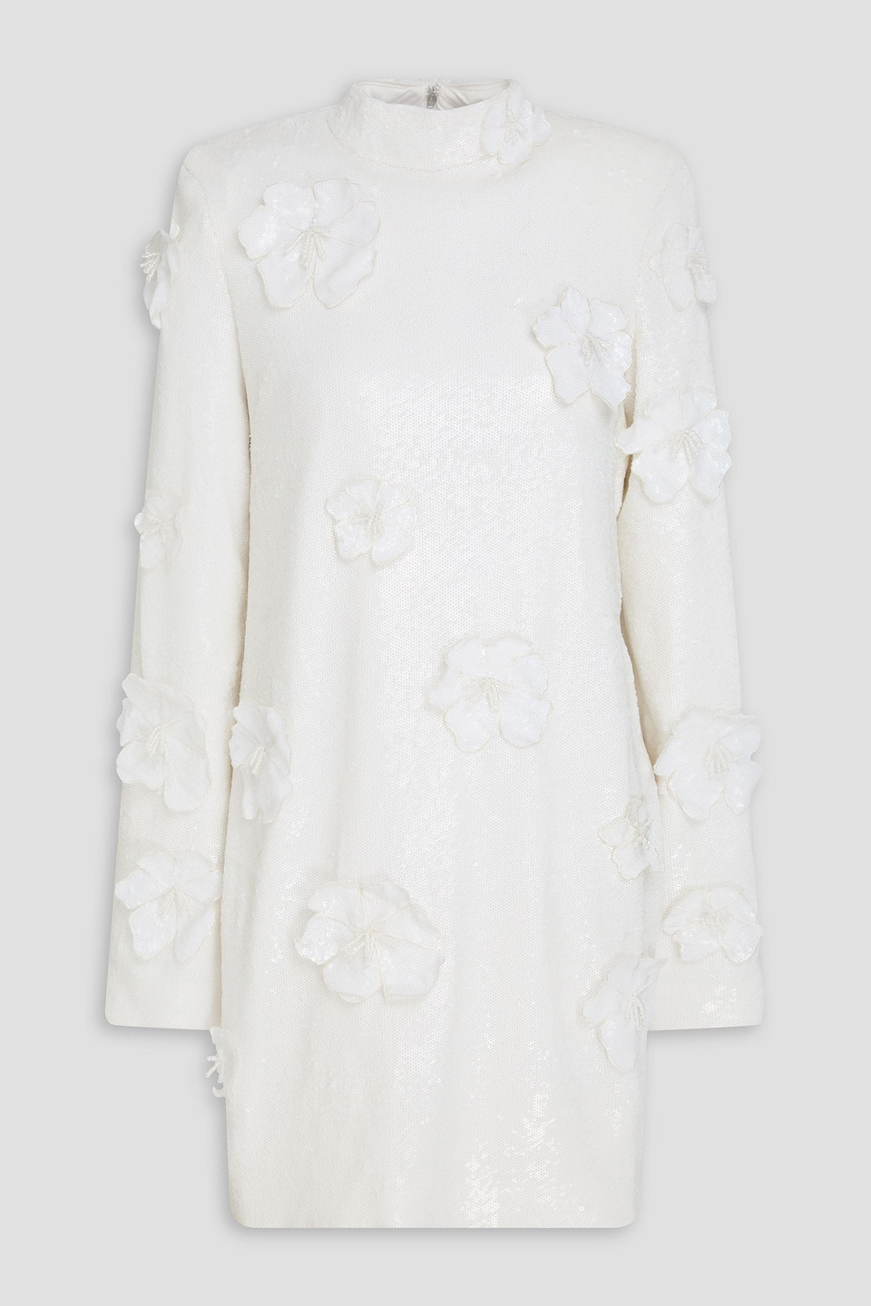 rotate birger christensen - floral-appliquéd sequined tulle mini dress - white - de 34