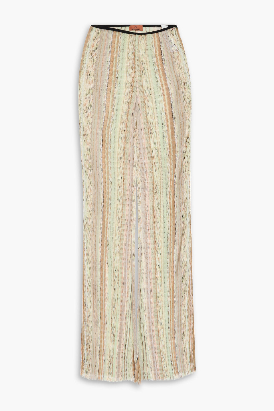 Missoni Space-dyed Crochet-knit Flared Trousers In Hellgrün