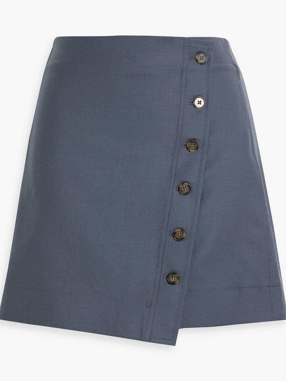 mahaz wool-twill mini wrap skirt