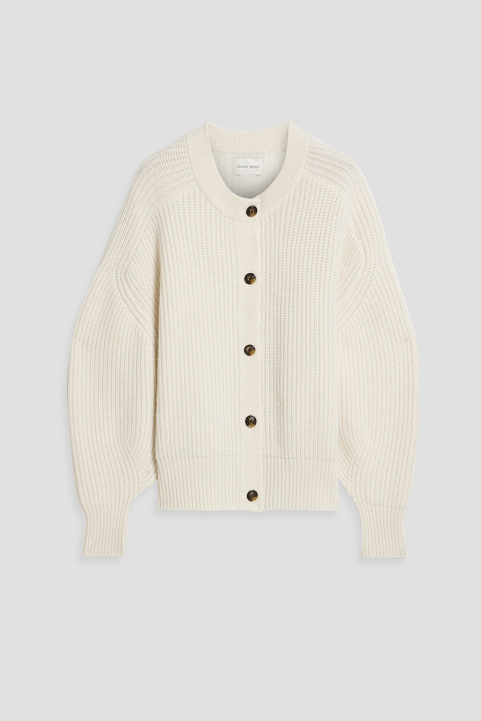 Loulou Studio Harebells Ribbed Cashmere Cardigan In Ivory