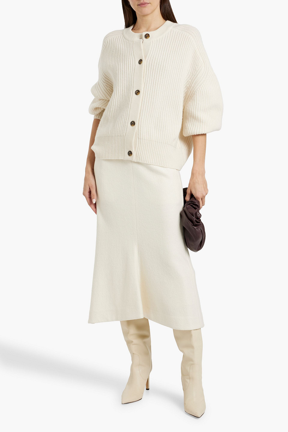 LOULOU STUDIO HAREBELLS RIBBED CASHMERE CARDIGAN