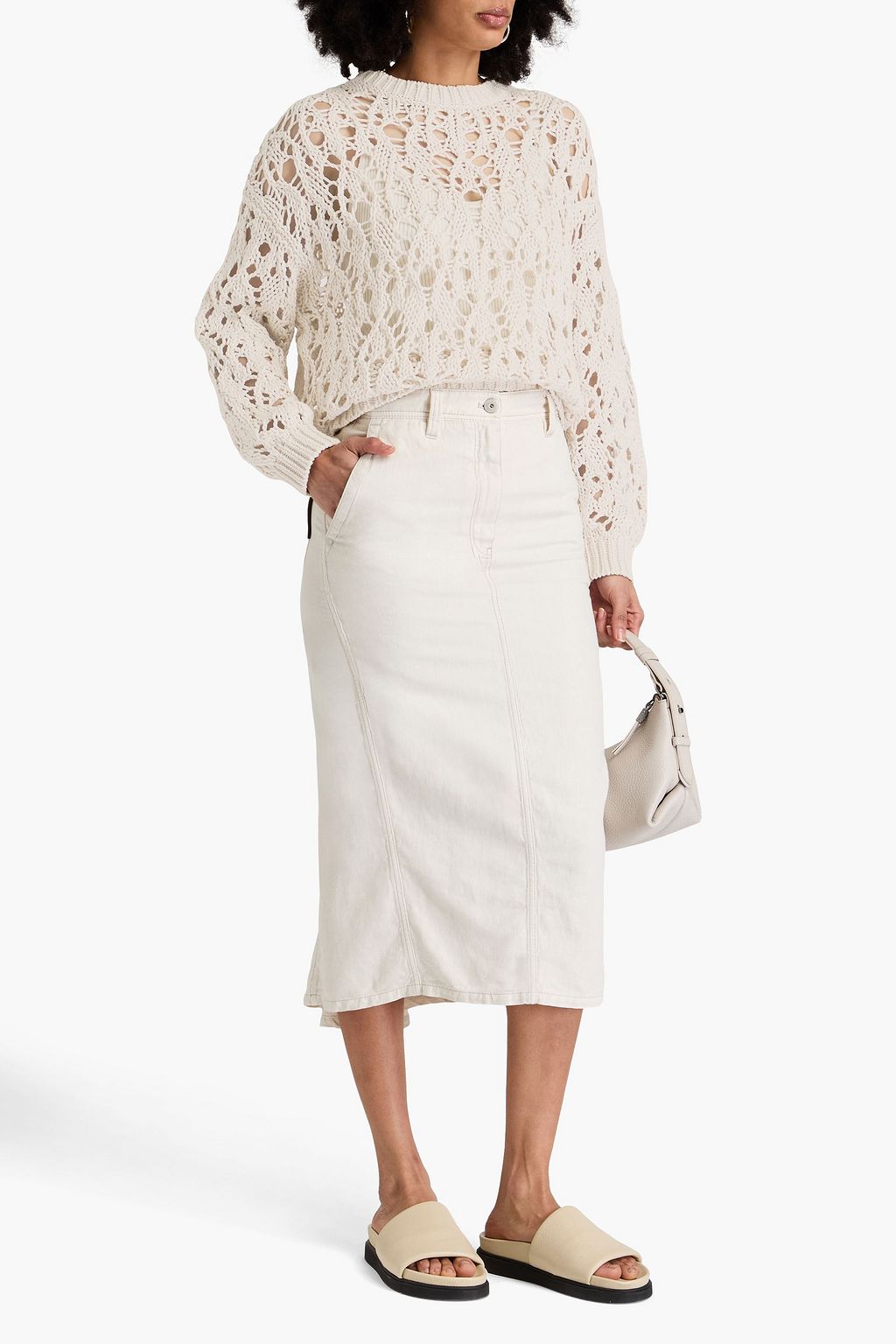 BRUNELLO CUCINELLI かぎ針編みコットン セーター