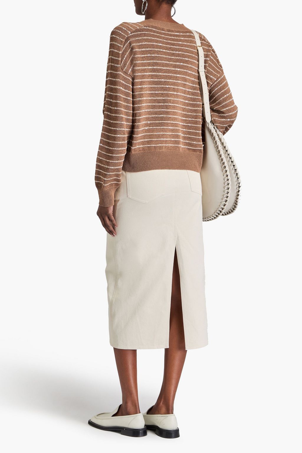 BRUNELLO CUCINELLI كنزة رياضية مخططة من القطن