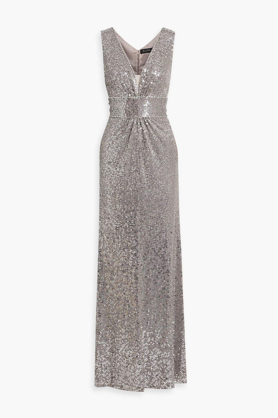 Jenny Packham Cygnet Sequinned Maxi Dress In Silver