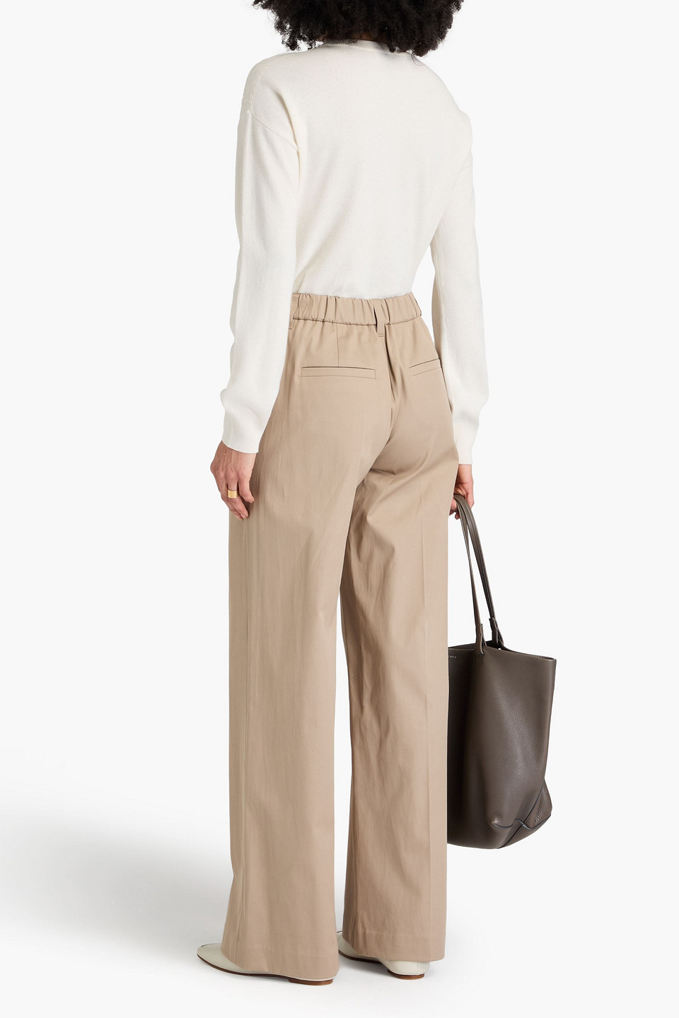 Brunello Cucinelli Pullover Aus Einer Woll-kaschmir-seidenmischung Mit Pailletten In Elfenbein